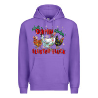 Purple what a damn cluckin' fluster fluck chickens christ Premium Hoodie - MaliasSmallBusiness