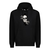Black skull in the wall file Premium Hoodie - MaliasSmallBusiness
