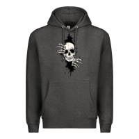 Charcoal Heather skull in the wall file Premium Hoodie - MaliasSmallBusiness