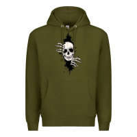 Army Green skull in the wall file Premium Hoodie - MaliasSmallBusiness