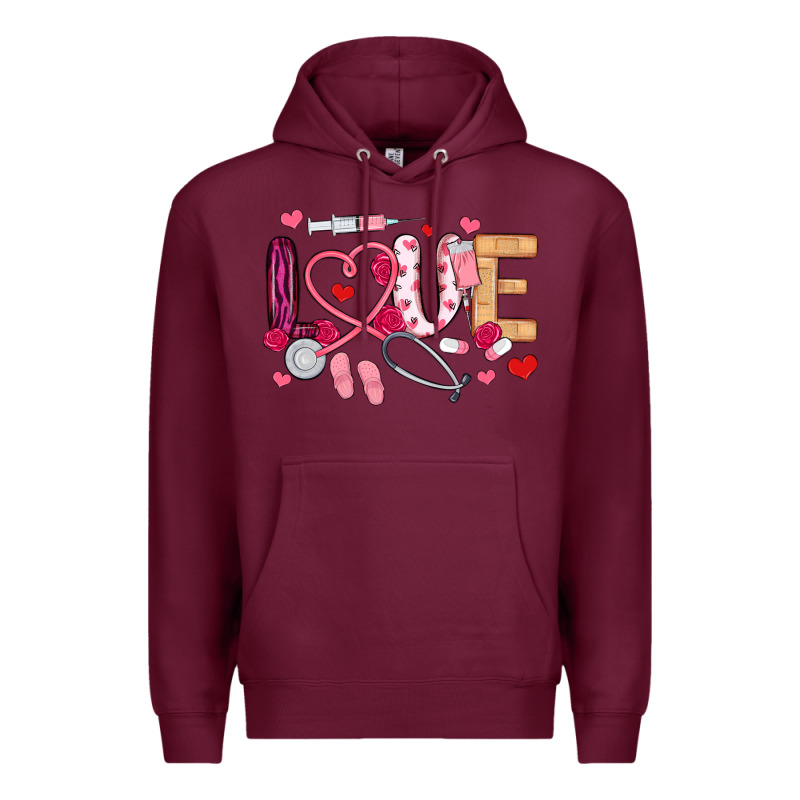 Love Nurse Valentines Day Premium Hoodie by MaliasSmallBusiness | Teevron
