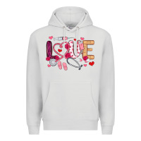 Dove Grey love nurse valentines day Premium Hoodie - MaliasSmallBusiness