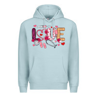 Blue Mist love nurse valentines day Premium Hoodie - MaliasSmallBusiness