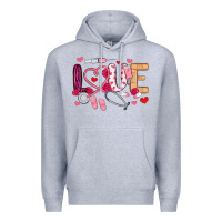 Heather Grey love nurse valentines day Premium Hoodie - MaliasSmallBusiness