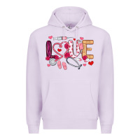 Lilac love nurse valentines day Premium Hoodie - MaliasSmallBusiness