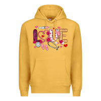 Mustard love nurse valentines day Premium Hoodie - MaliasSmallBusiness