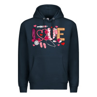 Navy love nurse valentines day Premium Hoodie - MaliasSmallBusiness