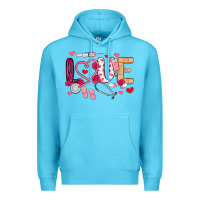 Ocean Blue love nurse valentines day Premium Hoodie - MaliasSmallBusiness