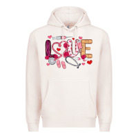 Pale Pink love nurse valentines day Premium Hoodie - MaliasSmallBusiness