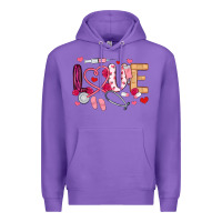 Purple love nurse valentines day Premium Hoodie - MaliasSmallBusiness
