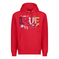 Red love nurse valentines day Premium Hoodie - MaliasSmallBusiness