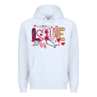White love nurse valentines day Premium Hoodie - MaliasSmallBusiness