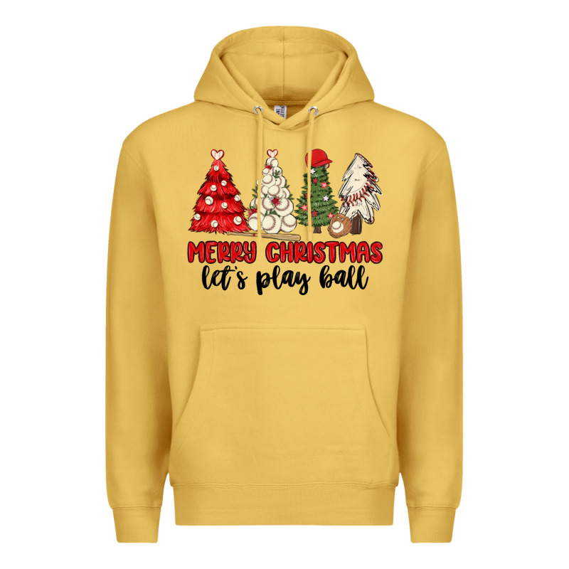 Merry Christmas Let S Play Ball Baseball Premium Hoodie by MaliasSmallBusiness | Teevron