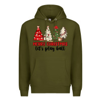Army Green merry christmas let s play ball baseball Premium Hoodie - MaliasSmallBusiness