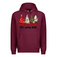 Burgundy merry christmas let s play ball baseball Premium Hoodie - MaliasSmallBusiness