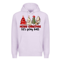 Lilac merry christmas let s play ball baseball Premium Hoodie - MaliasSmallBusiness