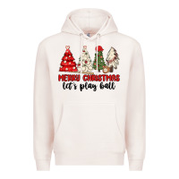 Pale Pink merry christmas let s play ball baseball Premium Hoodie - MaliasSmallBusiness