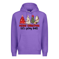 Purple merry christmas let s play ball baseball Premium Hoodie - MaliasSmallBusiness