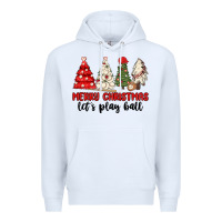 White merry christmas let s play ball baseball Premium Hoodie - MaliasSmallBusiness