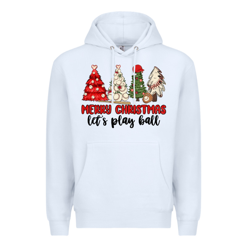 Merry Christmas Let S Play Ball Baseball Premium Hoodie by MaliasSmallBusiness | Teevron