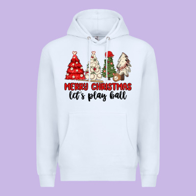 Premium Hoodie merry christmas let s play ball baseball