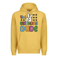 Antique Gold the birthday dude Premium Hoodie - MaliasSmallBusiness