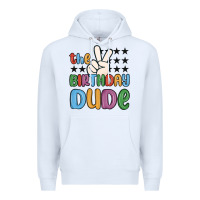 White the birthday dude Premium Hoodie - MaliasSmallBusiness