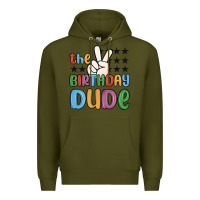 Army Green the birthday dude Premium Hoodie - MaliasSmallBusiness
