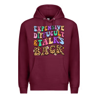 Burgundy expensive diffucult and talks back Premium Hoodie - MaliasSmallBusiness