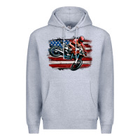 Heather Grey dirt bike american flag Premium Hoodie - MaliasSmallBusiness