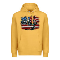 Mustard dirt bike american flag Premium Hoodie - MaliasSmallBusiness