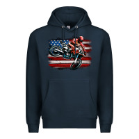Navy dirt bike american flag Premium Hoodie - MaliasSmallBusiness
