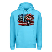 Ocean Blue dirt bike american flag Premium Hoodie - MaliasSmallBusiness