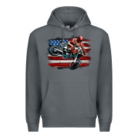 Rock dirt bike american flag Premium Hoodie - MaliasSmallBusiness