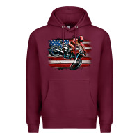 Burgundy dirt bike american flag Premium Hoodie - MaliasSmallBusiness