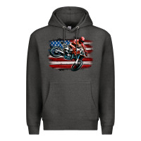 Charcoal Heather dirt bike american flag Premium Hoodie - MaliasSmallBusiness