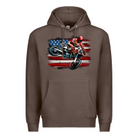 Coffee dirt bike american flag Premium Hoodie - MaliasSmallBusiness