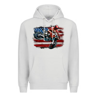 Dove Grey dirt bike american flag Premium Hoodie - MaliasSmallBusiness