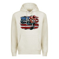 Oatmeal Heather dirt bike american flag Premium Hoodie - MaliasSmallBusiness