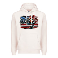 Pale Pink dirt bike american flag Premium Hoodie - MaliasSmallBusiness