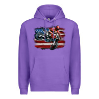 Purple dirt bike american flag Premium Hoodie - MaliasSmallBusiness