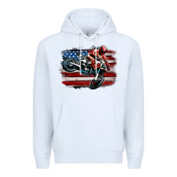 White dirt bike american flag Premium Hoodie - MaliasSmallBusiness