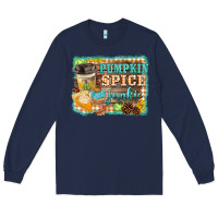 Navy pumpkin spice junkie Long Sleeve Tee - BarkalooDesign
