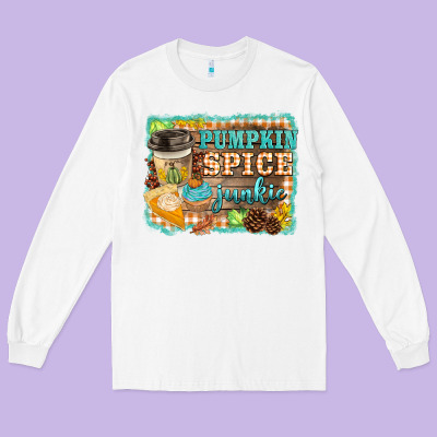 Pumpkin Spice Junkie Long Sleeve Tee Designed By Barkaloodesign