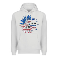 Dove Grey land of the free because of the brave Premium Hoodie - MaliasSmallBusiness