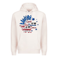 Pale Pink land of the free because of the brave Premium Hoodie - MaliasSmallBusiness
