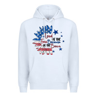 White land of the free because of the brave Premium Hoodie - MaliasSmallBusiness