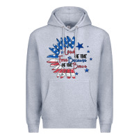 Heather Grey land of the free because of the brave Premium Hoodie - MaliasSmallBusiness