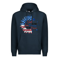 Navy land of the free because of the brave Premium Hoodie - MaliasSmallBusiness