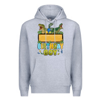Heather Grey customized dinosaur birthday boy Premium Hoodie - MaliasSmallBusiness
